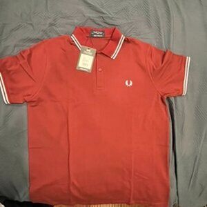 Fred Perry Men's Short Sleeve M12 Twin Tipped Polo Shirt Maroon Laural Blue S 44